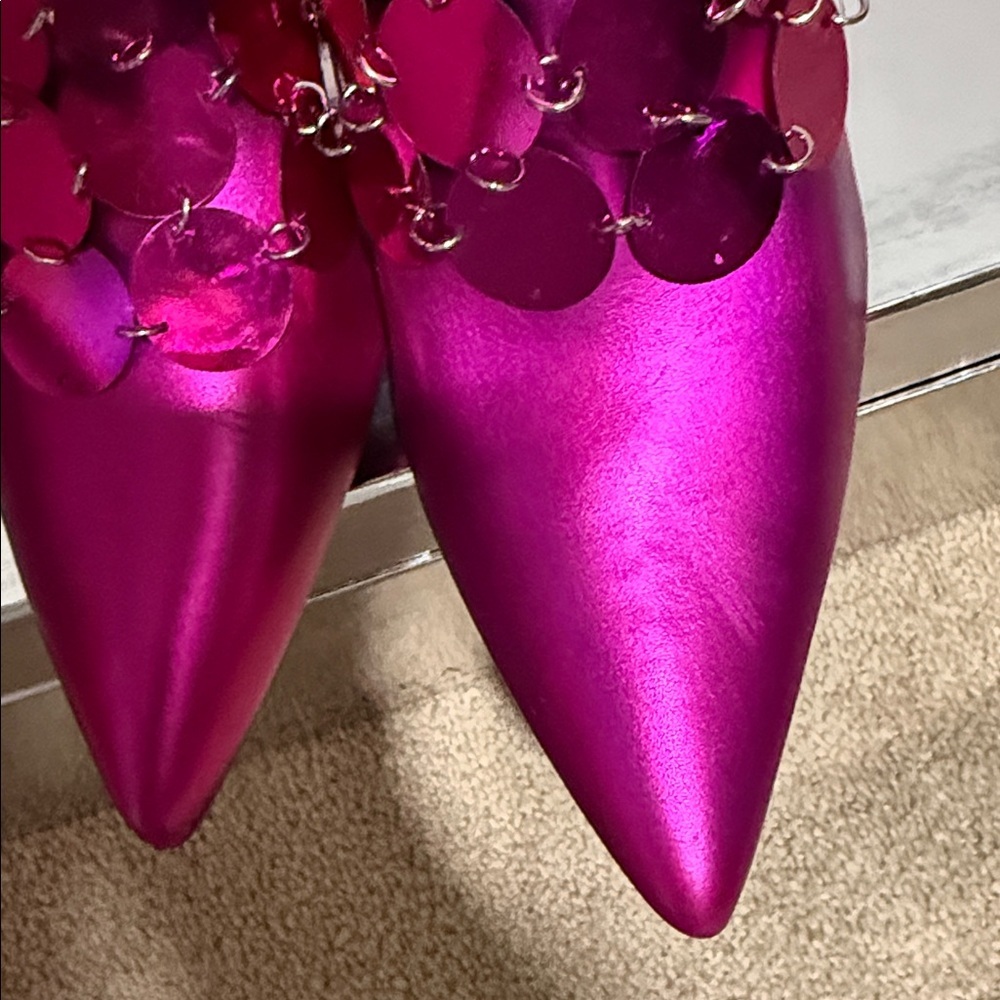 Fuchsia Sequin Heeled Boots - Picture 6 of 14